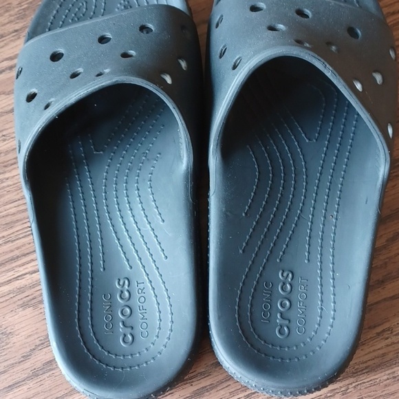 CROCS Black Slide Sandals, Unisex, Mens 9, Womens 11 main image 5